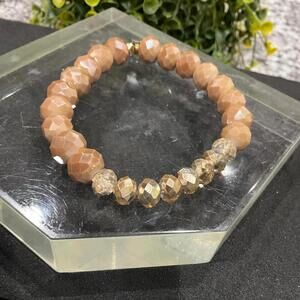 Erimish Apricot Faceted Beaded Stretch Bracelet